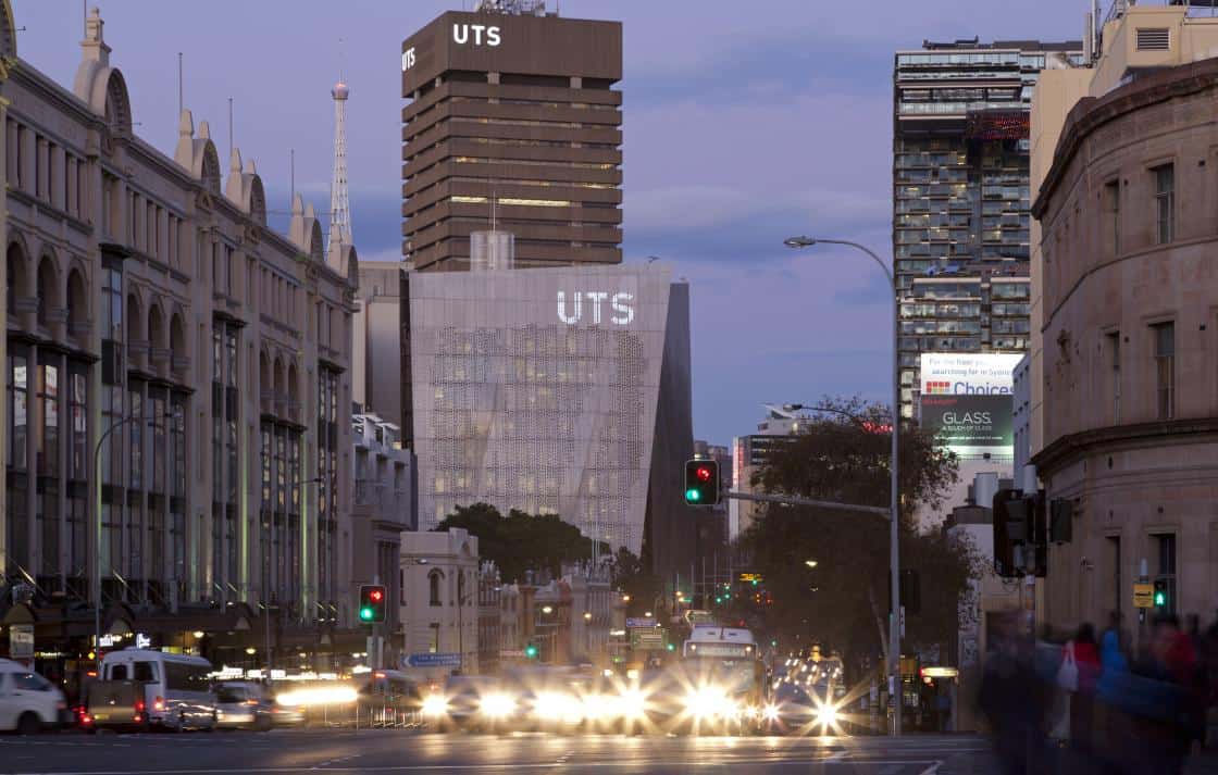 UTS by night looking up broadway.